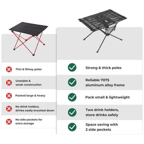Folding Camping Table with Cupholders