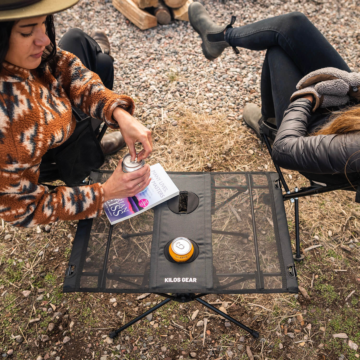 Folding Camping Table with Cupholders